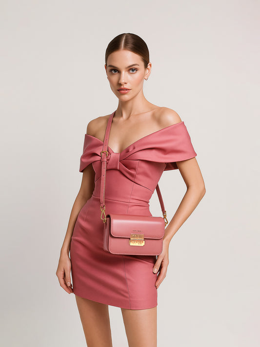 The Likka Luxe Crossbody Bag – Rosewood Blush | Gold Hardware & Premium Leather